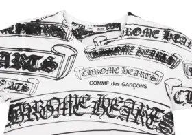 Chrome Hearts Comme Des Garcons T-shirt med tryck, vit, svart