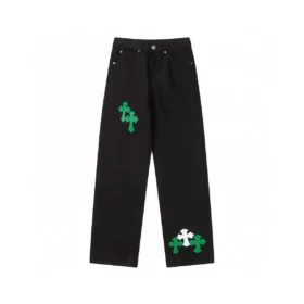 Chrome Hearts Cross gröna och vita patchjeans Chrome Hearts Cross gröna och vita patchjeans