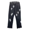 Chrome Hearts Cross-sydda läderjeans