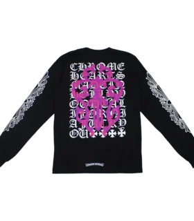 Chrome Hearts Eye Chart Pink Dagger långärmad T-shirt