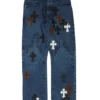 Chrome Hearts Fleur Knee Cross Patch Jeans