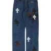 Chrome Hearts Fleur Knee Cross Patch Jeans