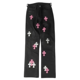 Chrome Hearts Fleur knäskydd med Cross Patch i läder