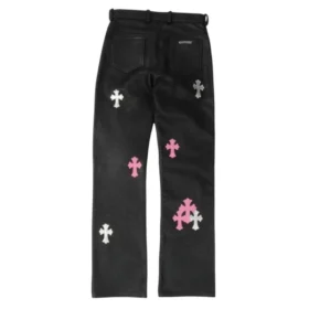 Chrome Hearts Fleur knäskydd med Cross Patch i läder