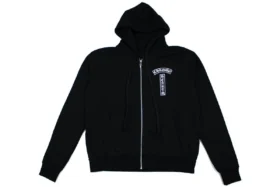 Chrome Hearts Floral Logo Zip up Huvtröja Svart Storlek Large