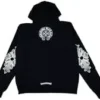 Chrome Hearts Floral Logo Zip up Huvtröja Svart Storlek Large Chrome Hearts Floral Logo Zip up Huvtröja Svart Storlek Large