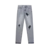 Chrome Hearts Handmålade läderjeans med kors