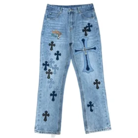 Chrome Hearts jeans i denim med text