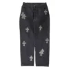 Chrome Hearts-jeans med Cross Patch i ponnyhår