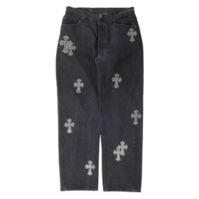 Chrome Hearts-jeans med Cross Patch i ponnyhår