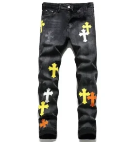 Chrome Hearts-Jeans med korslogotyp