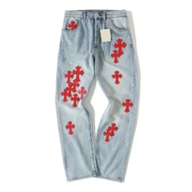Chrome Hearts jeans med röd patch