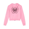 Chrome Hearts rosa huvtröja med dragkedja för tjejer Chrome Hearts rosa huvtröja med dragkedja för tjejer