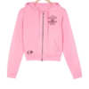 Chrome Hearts rosa huvtröja med dragkedja för tjejer Chrome Hearts rosa huvtröja med dragkedja för tjejer