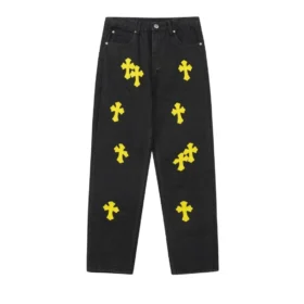 Chrome Hearts slitna gula jeans