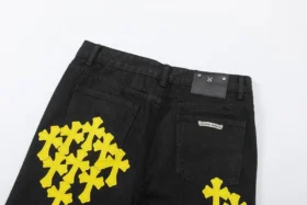 Chrome Hearts slitna gula jeans