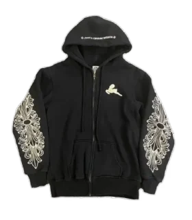 Chrome Hearts sällsynt huvtröja med dragkedja och Floral Cross-mönster