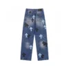 Chrome Hearts svart och cyanblå jeans med Cross Patch Chrome Hearts svart och cyanblå jeans med Cross Patch