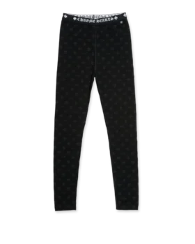 Chrome Hearts svarta bomullsleggings med grått multilogotryck