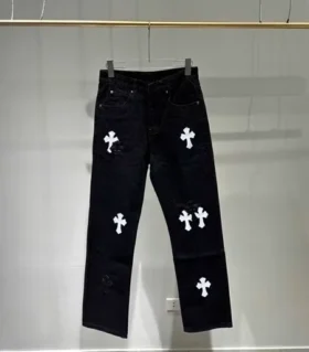 Chrome Hearts svarta White Label-Jeans