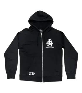 Chrome Hearts Triple Cross Logo Zip up Huvtröja