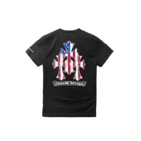 Chrome Hearts USA-flagga med trippelkors-logotyp, kortärmad T-shirt
