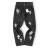Chrome Hearts vita Jeans med Cross Patch Chrome Hearts vita Jeans med Cross Patch