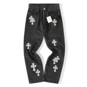Chrome Hearts vita Jeans med Cross Patch