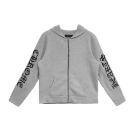 Chrome Hearts Grå kashmir-hoodie med dragkedja