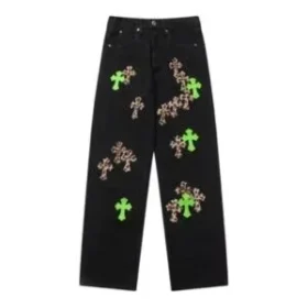 Jeans med läderpatchar