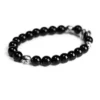 Onyx-Armband 8 mm (4 silverpärlor) Onyx-Armband 8 mm (4 silverpärlor)