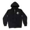 Sällsynt CH Foti-huvtröja med dragkedja och skelettcirkel-logo Sällsynt CH Foti-huvtröja med dragkedja och skelettcirkel-logo
